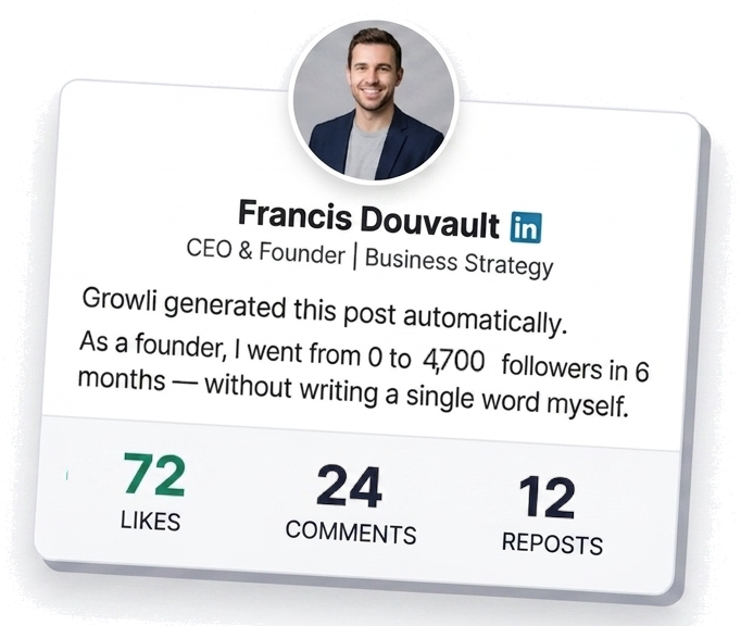 Post automatically generated by Growli: Francis Douvault with 47,382 likes, 8,241 comments and 12,905 reposts